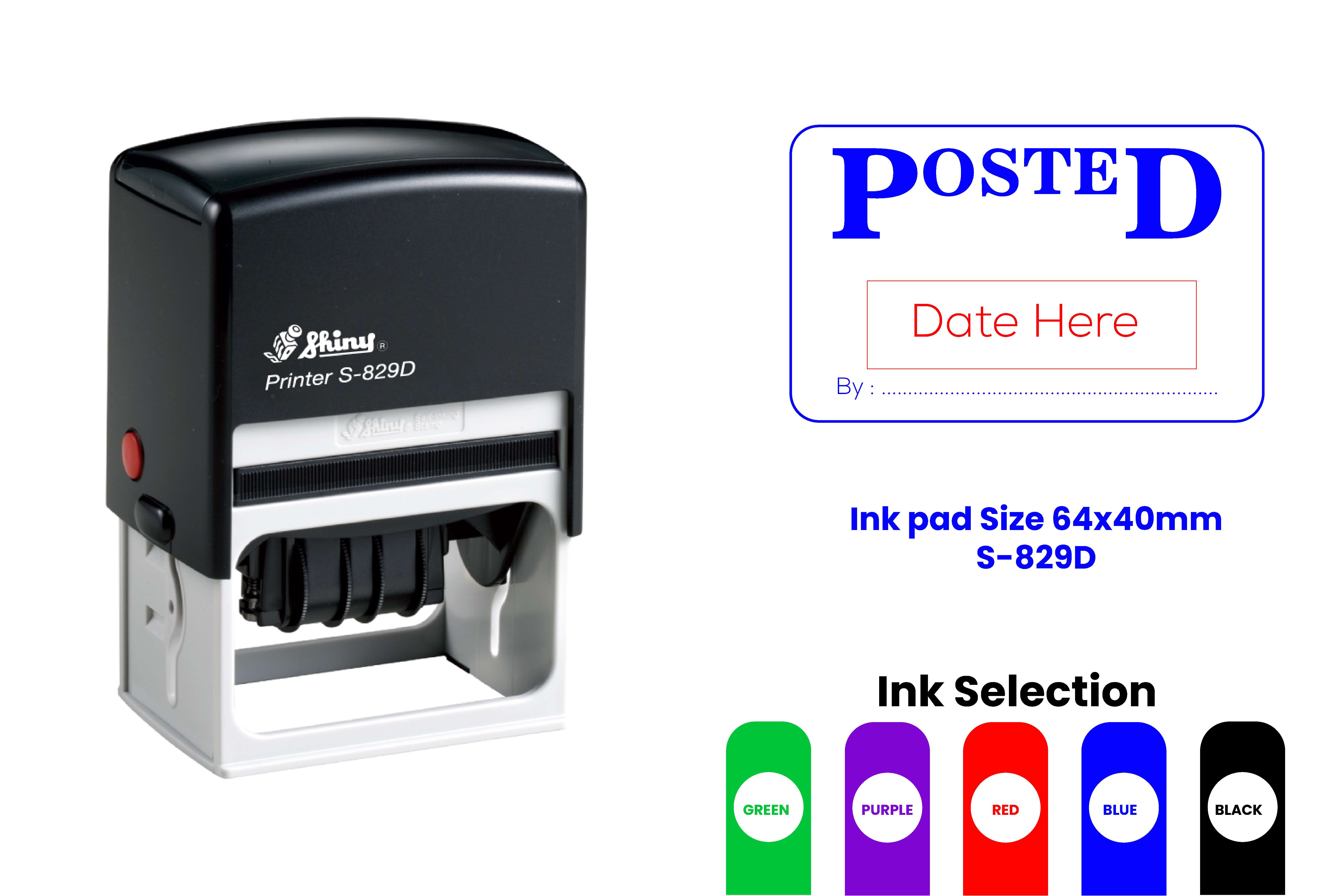 S-829D Self-Inking Date Rubber Stamp